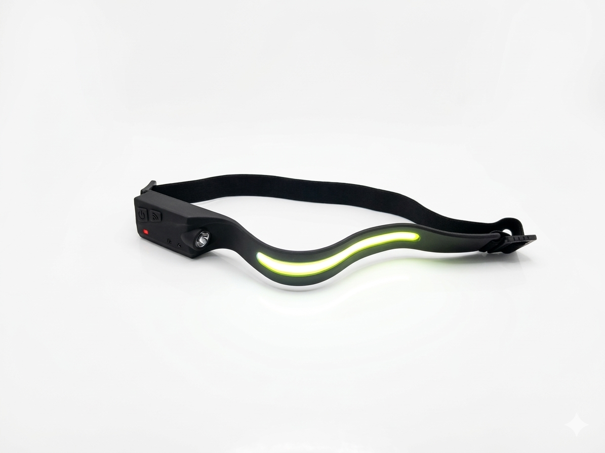 Lampe Frontale LED Rechargeable USB avec Capteur de Mouvement – 350 Lumens, 5 Modes d’Éclairage COB + XPE, Bandeau Ajustable – Lampe Frontale pour Bricolage, Camping, Running, Randonnée