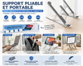 Support Ordinateur Portable Pliable et Réglable – Support PC Portable et Tablette avec 6 Niveaux d’Ajustement, Silicone Antidérapant, Support Ventilé Ergonomique pour Bureau, Télétravail et Voyage